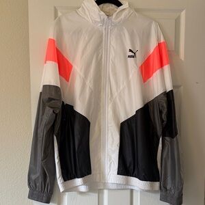 Puma Neon Pink and Gray Windbreaker